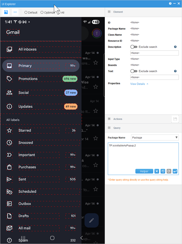 The drawer identified with TP:scrollableAsPopup,2.