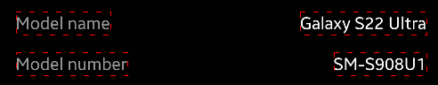 About phone: the values sit to the right of their labels.