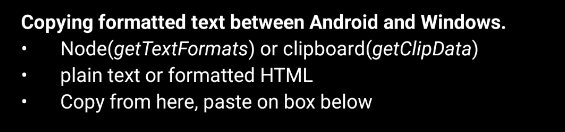 The formatted text that was copied.