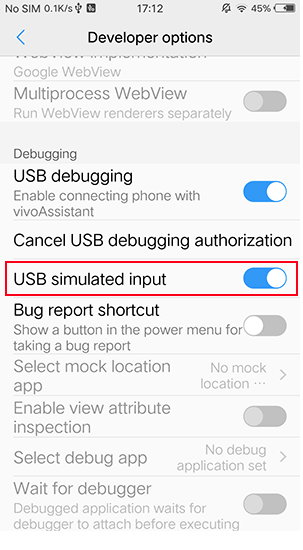 Unable to open Developer Options and USB Simulation Click