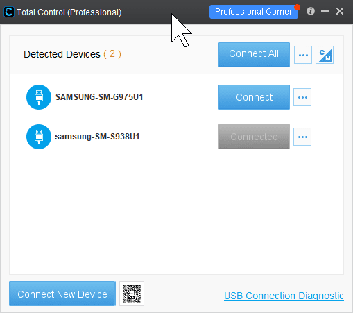 Total Control Connection Window