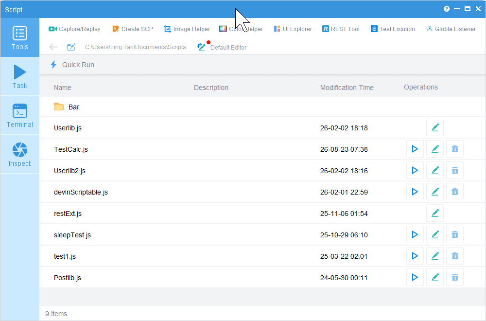 Total Control Script Window