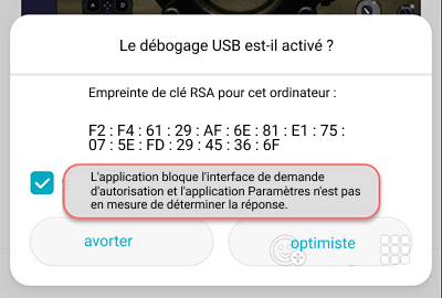 Il existe une interface de demande d'autorisation d'occlusion d'application