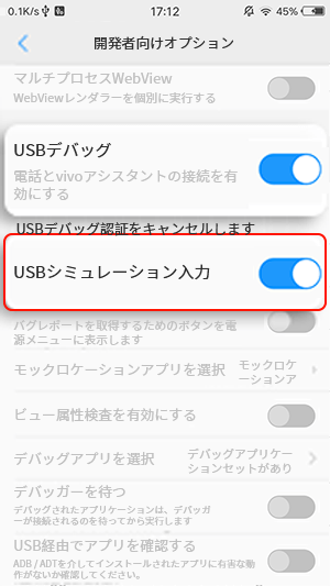 開発者向けオプションと USB アナログ クリックを開くことができません