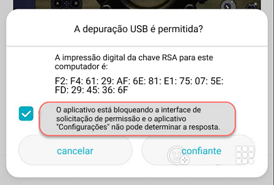 Existe uma interface de solicitação de permissão de oclusão de aplicativo