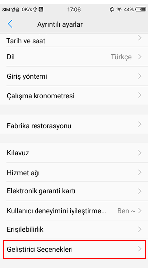 Geliştirici Seçenekleri ve USB Analog Tıklamaları Açılamıyor