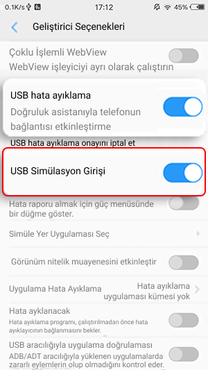 Geliştirici Seçenekleri ve USB Analog Tıklamaları Açılamıyor