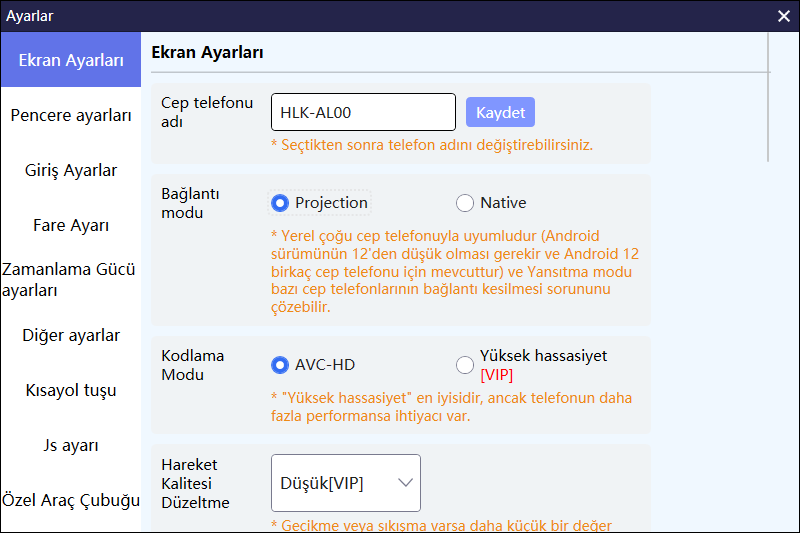 Projeksiyon Modu