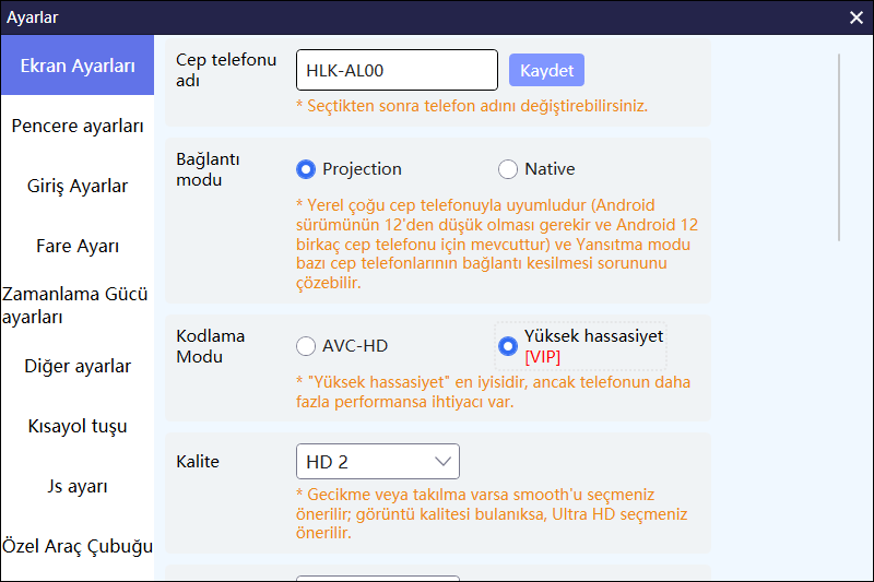 Yüksek hassasiyetli kodlama modu